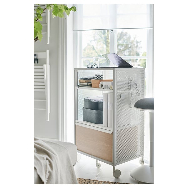 BEKANT Mueble de almacenaje con ruedas, rejilla blanco, 61x101 cm