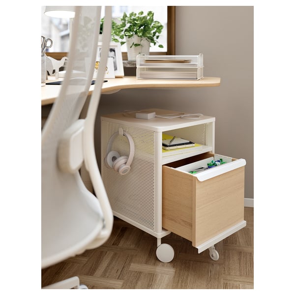 BEKANT Mueble de almacenaje con ruedas, rejilla blanco, 41x61 cm
