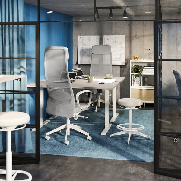BEKANT Mueble de almacenaje con ruedas, rejilla blanco, 61x101 cm