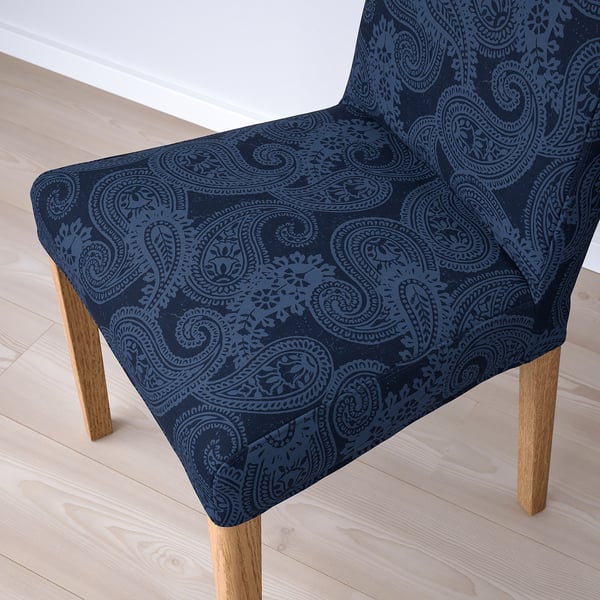 BERGMUND Silla, efecto roble/Kvillsfors azul oscuro/azul