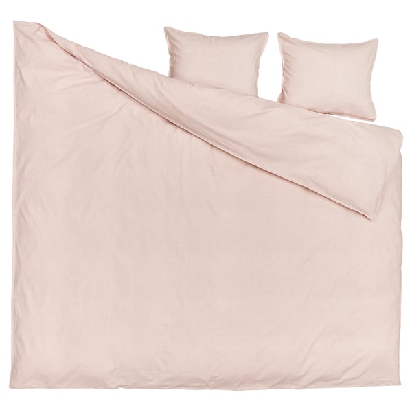 BERGPALM Funda plumón con 2 fundas almohada, Rosado claro/raya, 240x220/50x60 cm