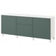 BESTÅ Buffet, blanco/Krukmakare gris oscuro-verde, 180x42x75 cm