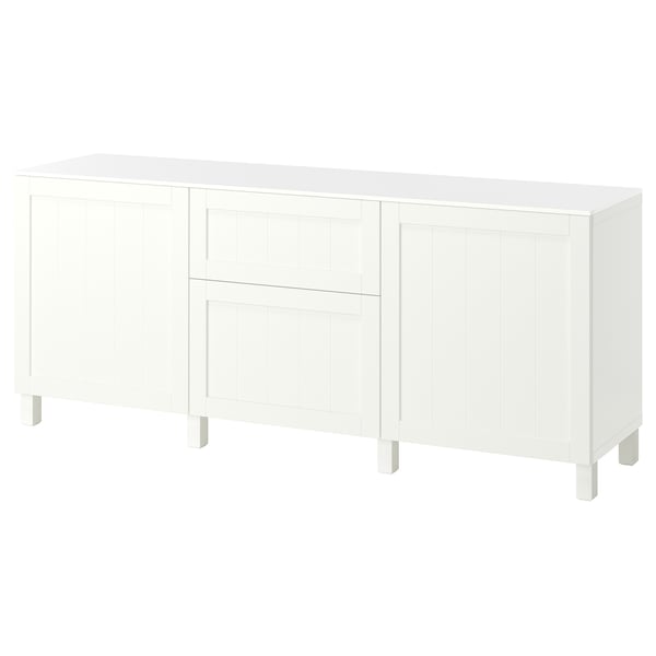 BESTÅ Buffet, blanco/Pipmakare blanco, 180x42x75 cm