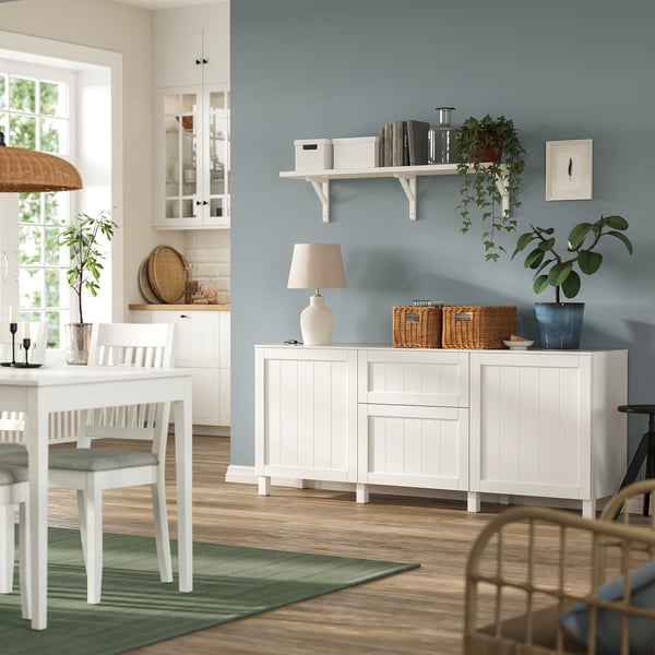 BESTÅ Buffet, blanco/Pipmakare blanco, 180x42x75 cm