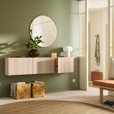 BESTÅ Buffet, efecto roble tinte blanco/Lappviken efecto roble tinte blanco, 180x22x38 cm