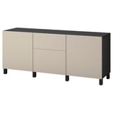 BESTÅ Buffet, negro/Lappviken/Stubbarp beige, 180x42x74 cm