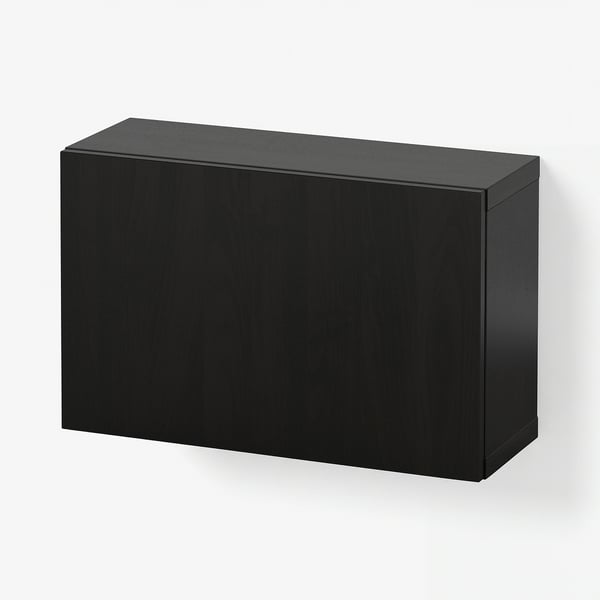 BESTÅ Combinación mueble de almacenaje, negro/Lappviken negro, 60x22x38 cm