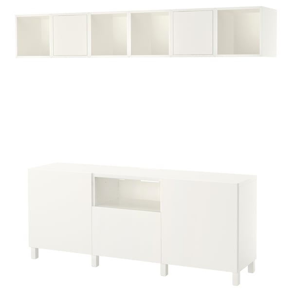 BESTÅ / EKET Combinación mueble para TV, blanco, 210x42x220 cm