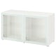 BESTÅ Gabinete, blanco Glassvik/blanco/verde claro vidrio incoloro, 120x42x64 cm