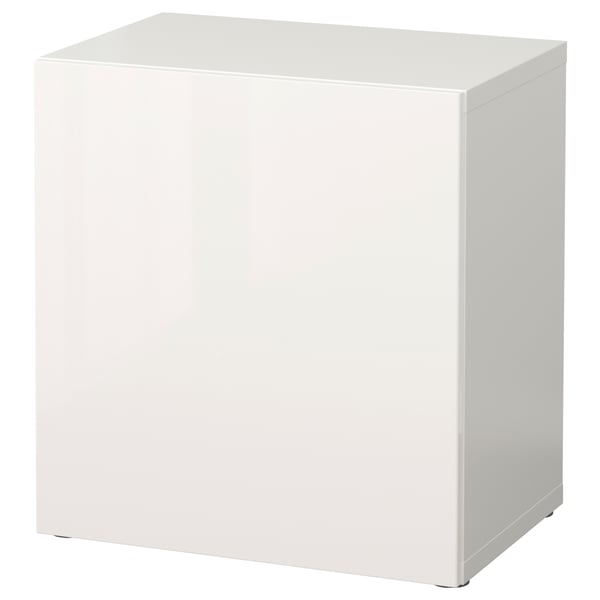 BESTÅ Gabinete, blanco/Selsviken alto brillo/blanco, 60x42x64 cm