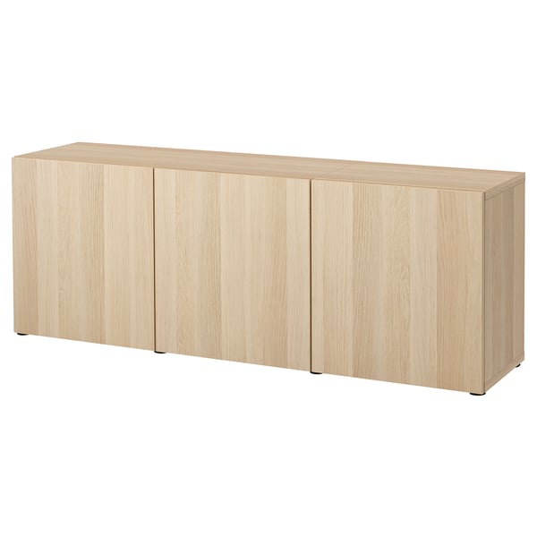 BESTÅ Gabinete, efecto roble tinte blanco/Lappviken efecto roble tinte blanco, 180x42x65 cm