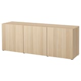 BESTÅ Gabinete, efecto roble tinte blanco/Lappviken efecto roble tinte blanco, 180x42x65 cm