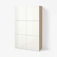 BESTÅ Gabinete, efecto roble tinte blanco/Selsviken alto brillo/blanco, 120x42x193 cm