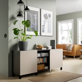 BESTÅ Gabinete, negro/Lappviken/Stubbarp beige, 180x42x74 cm