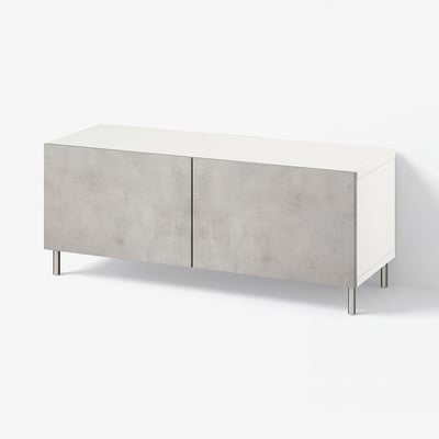 BESTÅ Rack de TV, blanco/Kallviken/Ösarp gris claro, 120x42x48 cm
