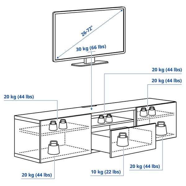 BESTÅ Rack de TV, blanco/Krukmakare beige, 180x42x39 cm