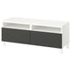 BESTÅ Rack de TV, blanco/Lappviken/Stubbarp Gris oscuro, 120x42x48 cm