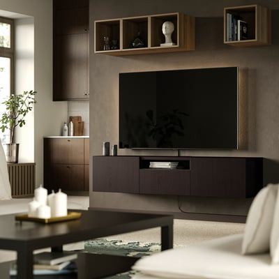 BESTÅ Rack de TV, negro/Lappviken negro, 180x42x39 cm