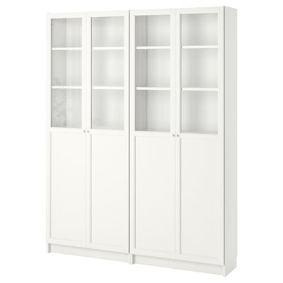 BILLY / OXBERG Estante con puerta panel/vidrio, blanco/vidrio, 40x30x202 cm  - IKEA Chile