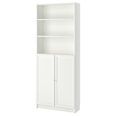 BILLY / OXBERG Estante con puerta panel/vidrio, blanco/vidrio, 40x30x202 cm  - IKEA Chile