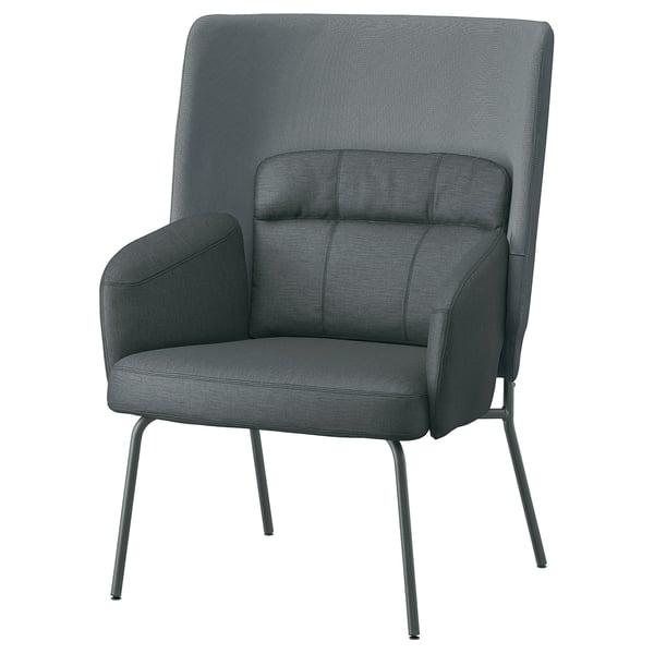 BINGSTA Sillón con respaldo alto, Vissle Gris oscuro/Kabusa Gris oscuro