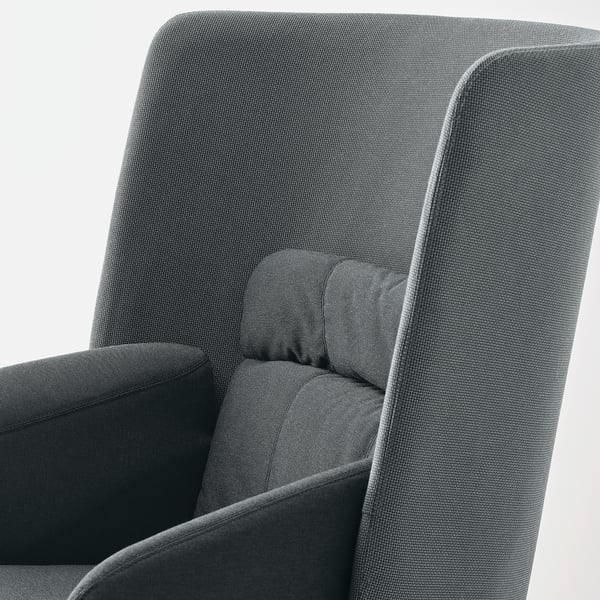 BINGSTA Sillón con respaldo alto, Vissle Gris oscuro/Kabusa Gris oscuro