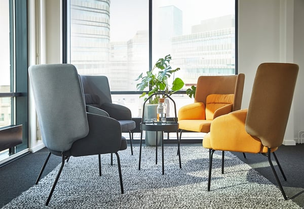 BINGSTA Sillón con respaldo alto, Vissle Gris oscuro/Kabusa Gris oscuro