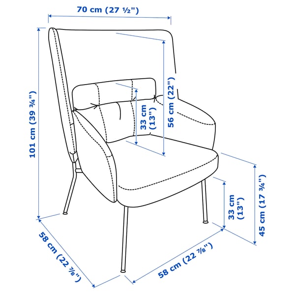 BINGSTA Sillón con respaldo alto, Vissle Gris oscuro/Kabusa Gris oscuro