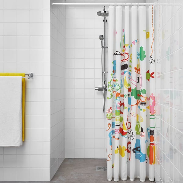 BOTAREN Barra para cortina de baño, blanco, 70-120 cm