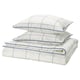Opción: BREDVECKLARE Funda plumón con 2 fundas almohada, blanco azul/a cuadros, 240x220/50x60 cm