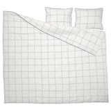 BREDVECKLARE Funda plumón con 2 fundas almohada, blanco azul/a cuadros, 240x220/50x60 cm