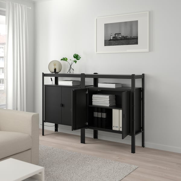 BROR Estante con gabinete, negro, 170x40x110 cm