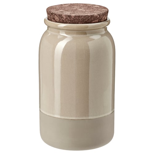 BRUGDHAJ Frasco con tapa, beige, 1.2 l