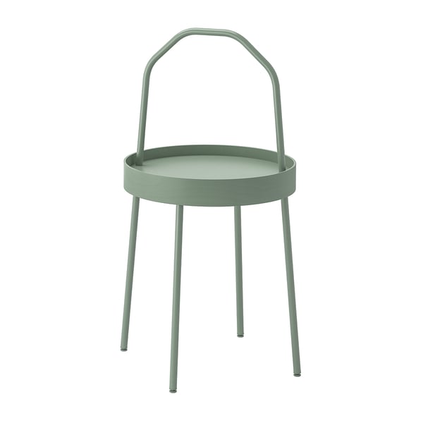 BURVIK Mesa lateral, gris verdoso, 38 cm