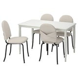 DANDERYD / EBBALYCKE Juego de comedor con 4 sillas, blanco/Idekulla beige, 130 cm
