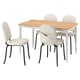 DANDERYD / EBBALYCKE Juego de comedor con 4 sillas, chapa roble blanco/Idekulla beige, 130 cm