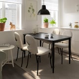 DANDERYD / EBBALYCKE Juego de comedor con 4 sillas, negro/Idekulla beige, 130 cm