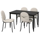DANDERYD / EBBALYCKE Juego de comedor con 4 sillas, negro/Idekulla beige, 130 cm