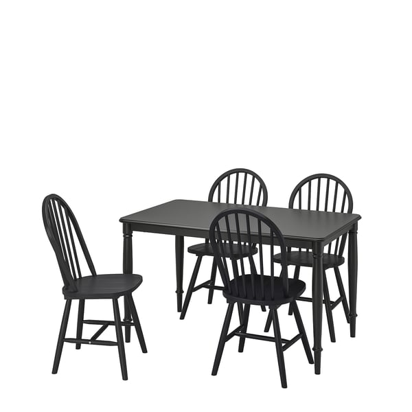 DANDERYD / SKOGSTA Juego de comedor con 4 sillas, negro/negro, 130 cm