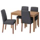 EKEDALEN / BERGMUND Juego de comedor con 4 sillas, efecto roble/Gunnared gris, 120/180 cm