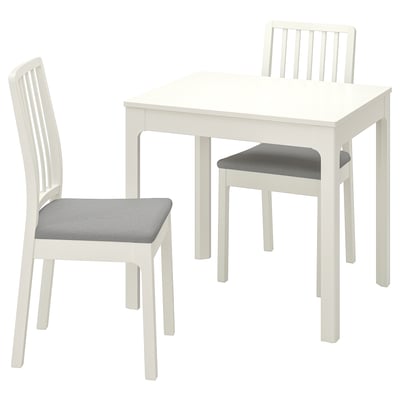 EKEDALEN / EKEDALEN Juego de comedor 2 sillas, blanco/Orrsta gris claro, 80/120 cm
