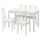 EKEDALEN / INGOLF Juego de comedor con 4 sillas, blanco/blanco, 80/120 cm