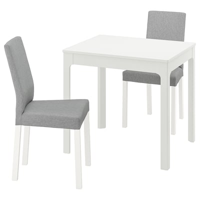 EKEDALEN / KÄTTIL Juego de comedor 2 sillas, blanco/Knisa gris claro, 80/120 cm