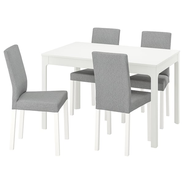 EKEDALEN / KÄTTIL Juego de comedor con 4 sillas, blanco/Knisa gris claro, 120/180 cm