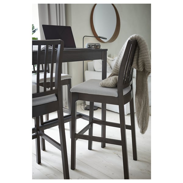 EKEDALEN Silla bar, café oscuro/Orrsta gris claro, 75 cm