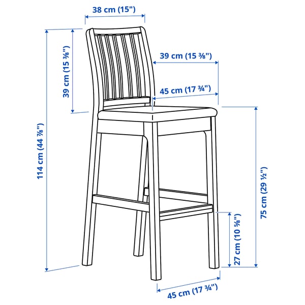 EKEDALEN Silla bar, café oscuro/Orrsta gris claro, 75 cm