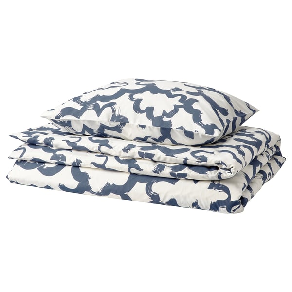EKPURPURMAL Funda plumón con funda almohada, blanco azul/nube, 150x200/50x60 cm