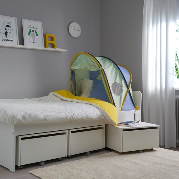 ELDFLUGA Carpa para cama, azul/verde, 70/80/90