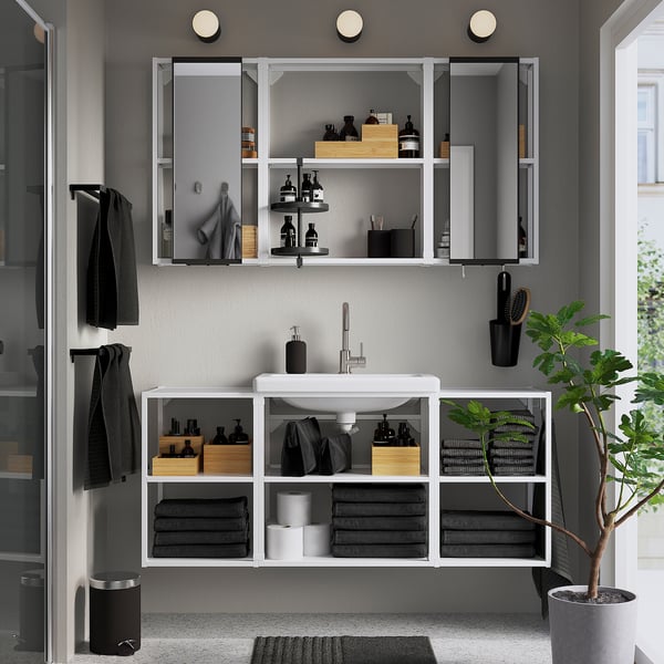 ENHET Baño, blanco, 140x43x65 cm