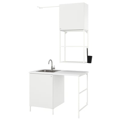 ENHET Juego de muebles para lavadero, blanco, 139x63.5x87.5 cm